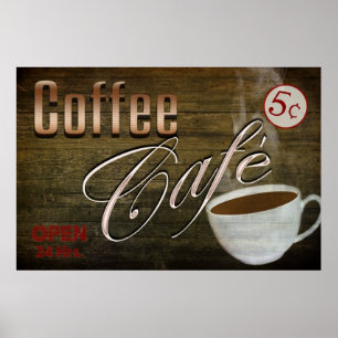 VINTAGE-COFFEE-CAFÉ-PLAKAT POSTER