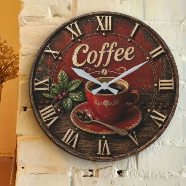 Vintage Coffee Cup  Große Wanduhr (Von Creator hochgeladen)