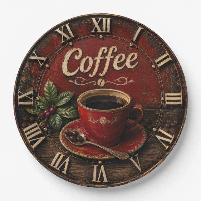 Vintage Coffee Cup  Pappteller (Vorderseite)