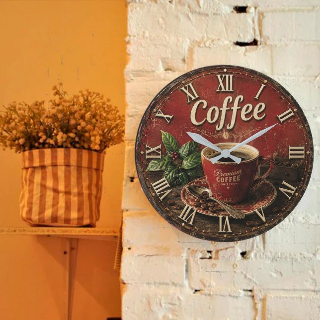 Vintage Coffee Große Wanduhr (Von Creator hochgeladen)