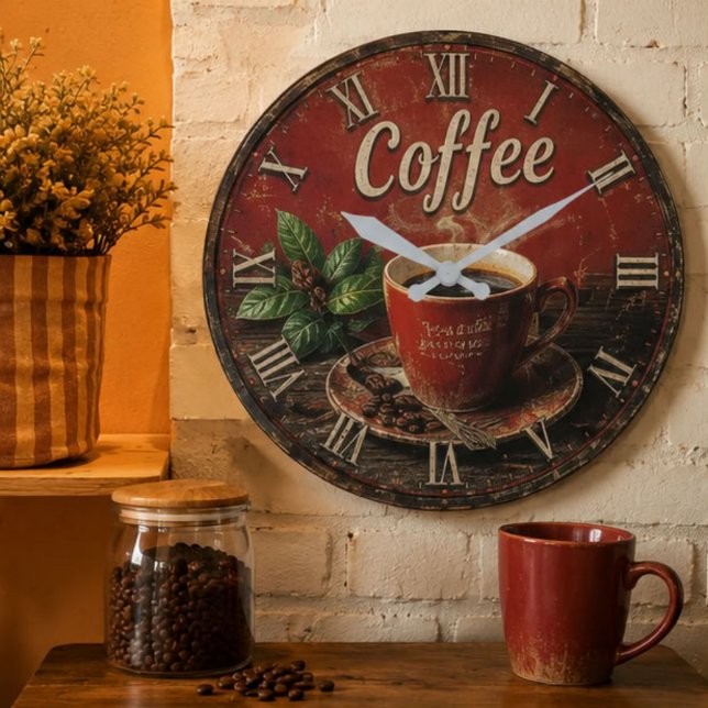 Vintage Coffee Große Wanduhr (Von Creator hochgeladen)