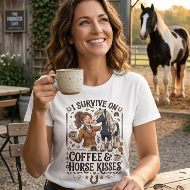 Vintage Coffee Horse Kisses Graphic T-Shirt (Von Creator hochgeladen)