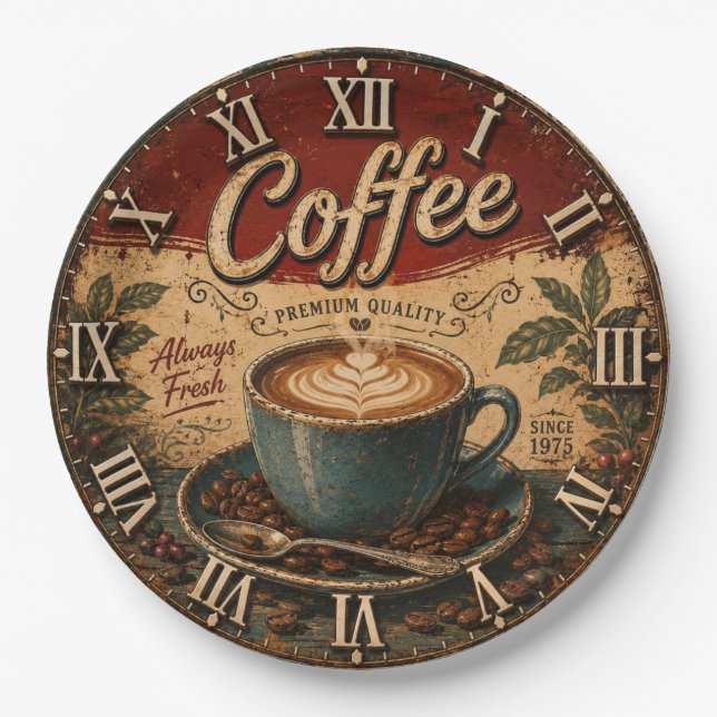 Vintage Coffee  Pappteller (Vorderseite)