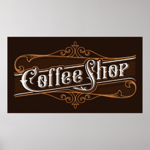 Vintage Coffee Shop Signage Poster