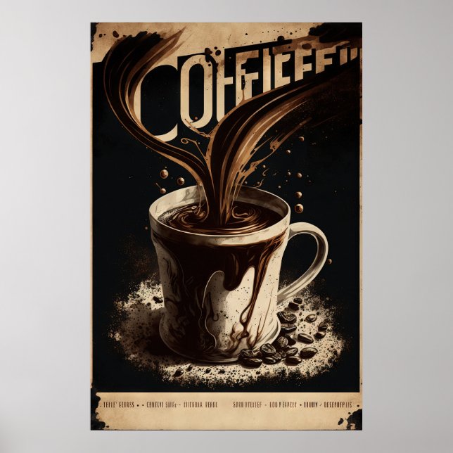 Vintage Coffee Wall Art Poster (Vorne)