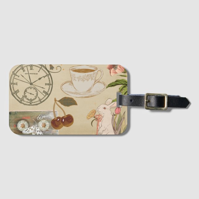 Vintage Collage Art Gepäckanhänger (Vorderseite (Horizontal))