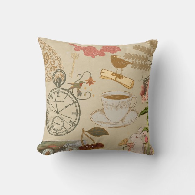 Vintage Collage Art Kissen (Vorderseite)