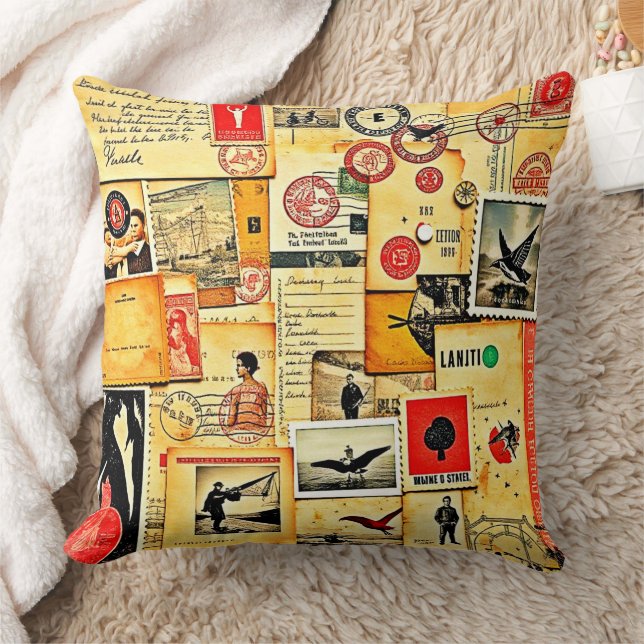 Vintage Collage Art Kissen (Decke)