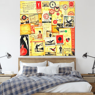 Vintage Collage Art Leinwanddruck