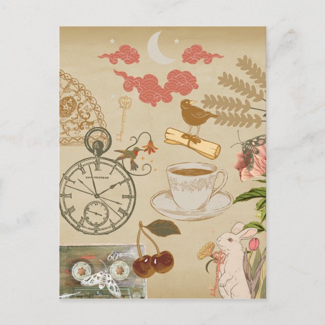 Vintage Collage Art Postkarte (Vorderseite)