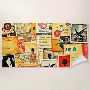 Vintage Collage Art Strandtuch