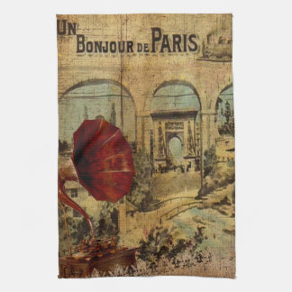 Vintage Collage, Bonjour De Paris Handtuch