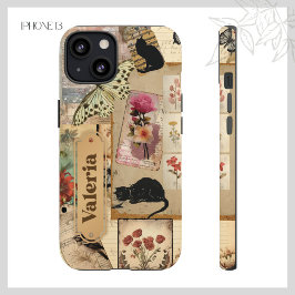 Vintage Collage Decoupage Floral Taxedo Cat Scrap Case-Mate iPhone Hülle