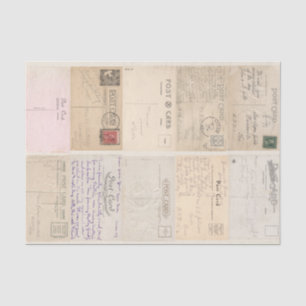 Vintage Collage Decoupage Postkartenrückseiten Seidenpapier