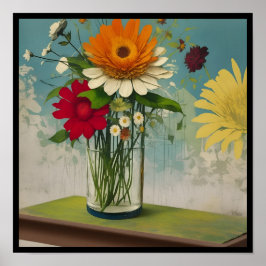 vintage collage flowers deco 3/3 poster