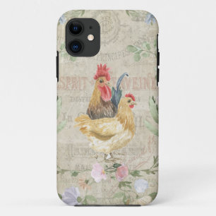 Vintage Collage - Hähne und Blume Case-Mate iPhone Hülle