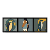 vintage collage penguins 3/3 all in one