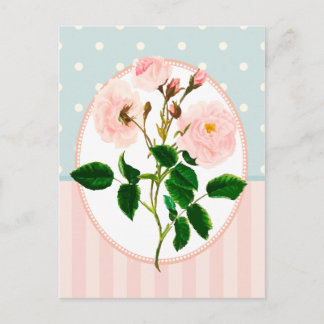 Vintage Collage Pink Rose Botanische Schrift Postkarte