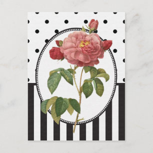 Vintage Collage Rosa Pink Botanischer Druck Postkarte