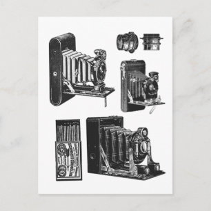 Vintage Collage Sheet Alte Kameras Kamerasysteme Postkarte