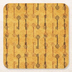 Vintage Collagen-Antike befestigt Sepia-Grungy Rechteckiger Pappuntersetzer