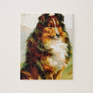 Vintage Collie-Hund Puzzle
