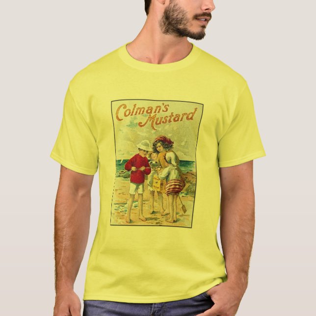Vintage Colmans Senfkids auf der Strandanzeige T-Shirt (Vorderseite)