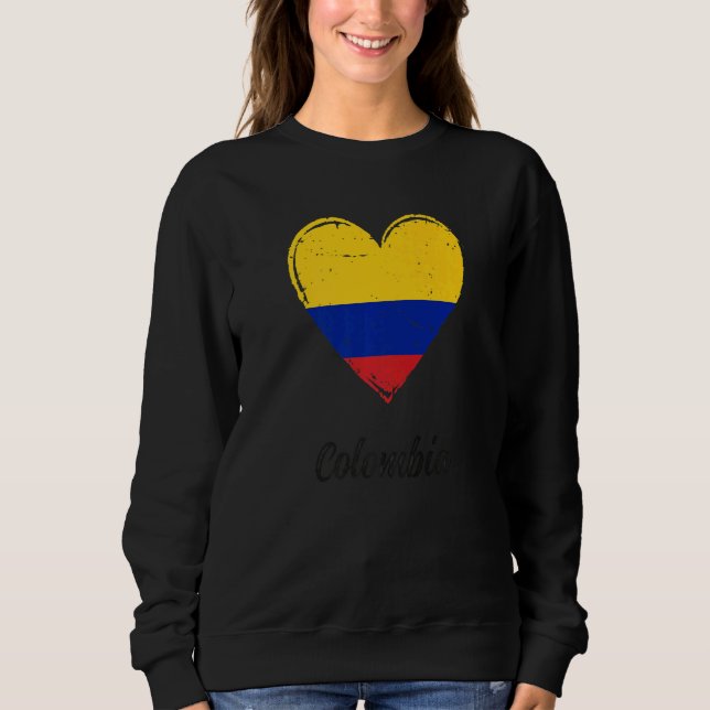 Vintage Colombian Roots Heart Colombia Flag Pride  Sweatshirt (Vorderseite)