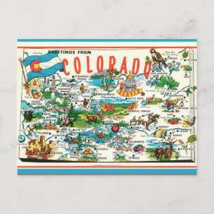Vintage Colorado Karte Postkarte
