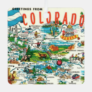 Vintage Colorado Karte Postkarte Ornament Aus Metall