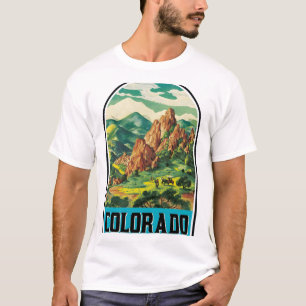VINTAGE COLORADO REISE BERGE SKIFAHREN PFERD KUHD T-Shirt