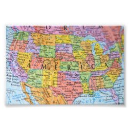 Vintage Colorful USA Map Puzzle Illustration Fotodruck