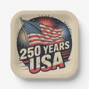 Vintage Colors American Flag 250 Jahre USA  Pappteller