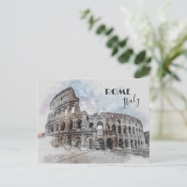 Vintage Colosseum Postkarte - Rom Art Reisen (Stehend Vorderseite)