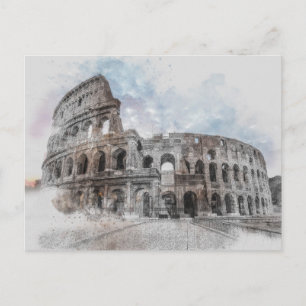 Vintage Colosseum Postkarte - Rom Art Reisen
