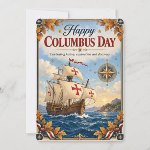 Vintage Columbus Day Erkundung & Entdeckung 5x7  Feiertagskarte