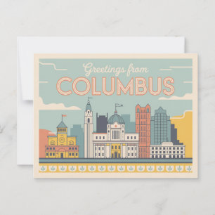 Vintage Columbus Postkarte   Grüße aus
