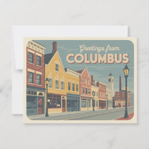 Vintage Columbus Postkarte   Grüße aus