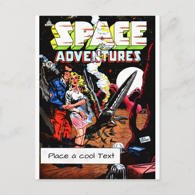 Vintage Comic Cover , Space Adventures 1 , custom  Postkarte (Vorderseite)