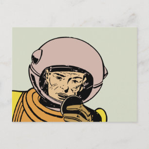 Vintage-Comic-Heldenastronaut Postkarte