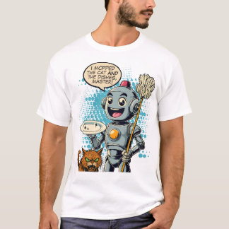 Vintage-Comic-Roboterhelfer-Bösekatze T-Shirt