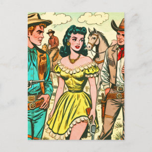 Vintage Comicen des Wilden Westens Postkarte