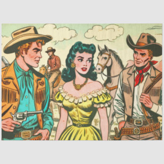 Vintage Comicen des Wilden Westens Seidenpapier