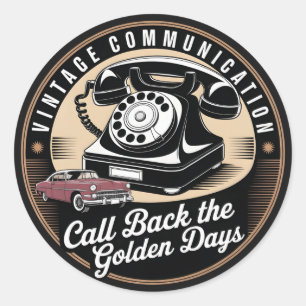 "Vintage Communication" Retro-Emblem-Design Runder Aufkleber
