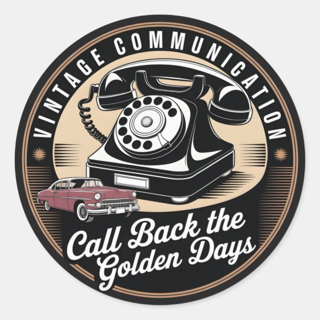 "Vintage Communication" Retro-Emblem-Design Runder Aufkleber (Vorderseite)