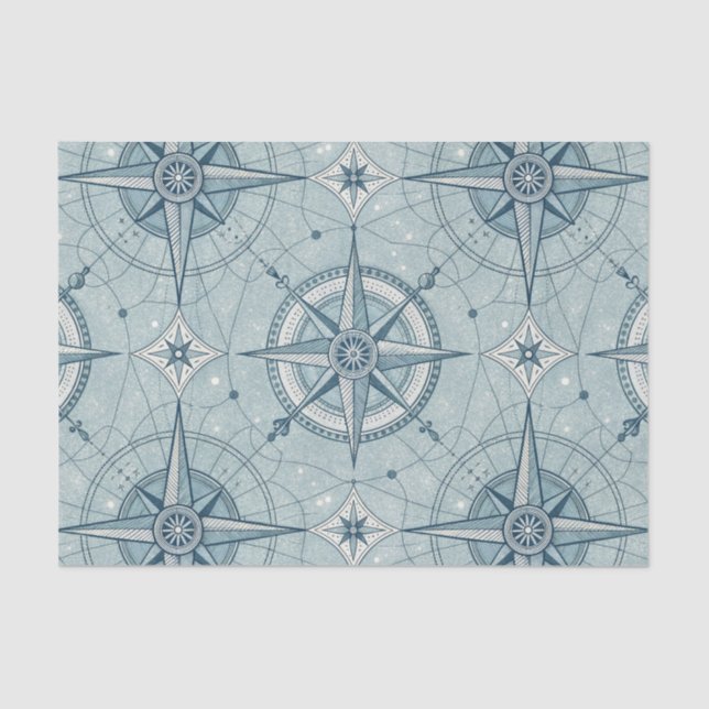 Vintage Compass Nautical Seamless Pattern (2) Seidenpapier (Vorderseite)