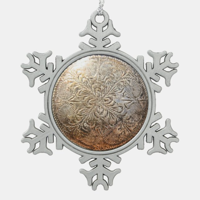 Vintage Concho Verzierung Schneeflocken Zinn-Ornament (Vorderseite)