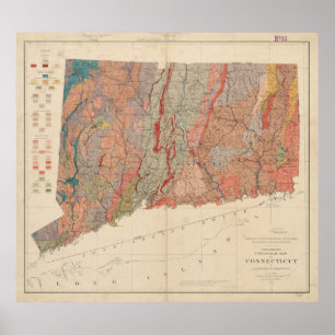 Vintage Connecticut-Geologie Map (1906) Poster