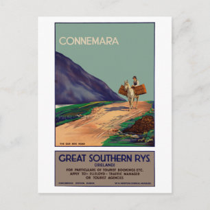 Vintage Connemara Irland Reiseplakat Postkarte