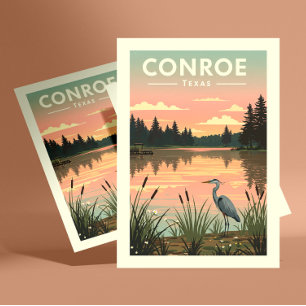 Vintage Conroe Texas Postkarte